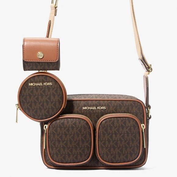 Michael Kors NEW $498 Jet Set Monogram Crossbody w/ 2 attachments - Picture 1 of 10
